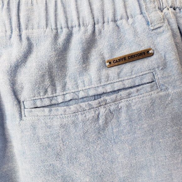 Carve Designs Journey Linen Blend Shorts Size 0 Chambray Blue Cuffed Coastal - Picture 6 of 8